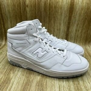 New Balance 650R Men's Size 15 Triple White Leather Basketball High Top Sneakers